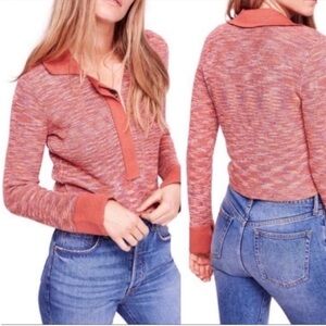 Free People- Making Memories Henley Sweater in Terracotta, Size Small
